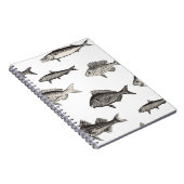 Seamless vintage fish patternvintage, fish, patter notitieboek (Rechterzijde)
