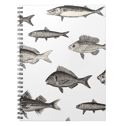 Seamless vintage fish patternvintage, fish, patter notitieboek (Voorkant)