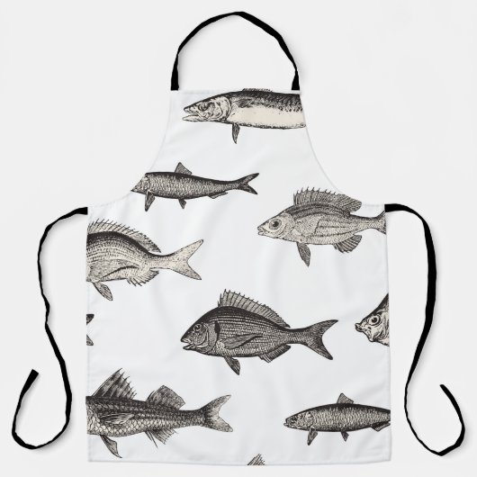 Seamless vintage fish patternvintage, fish, patter schort (Voorkant)