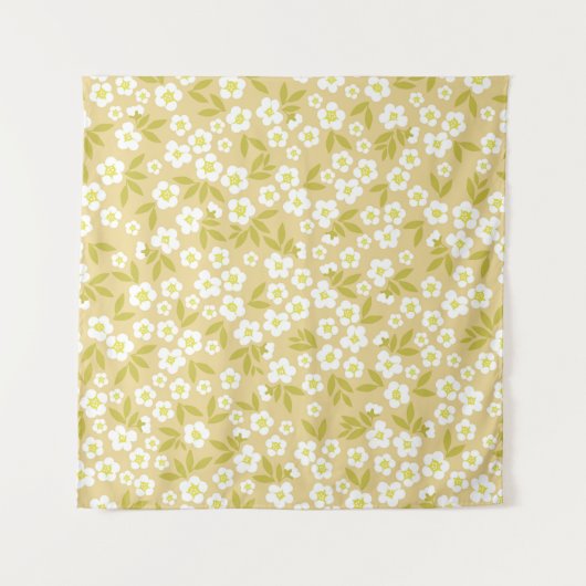 Seamless vintage pattern abstract. Cute white flow Wandkleed (Voorkant)