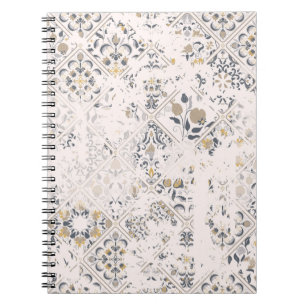 Seamless vintage pattern with an effect of attriti notitieboek
