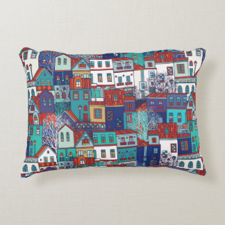 Seamless vintage pattern with colorful houses accent kussen