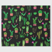 Seamless watercolor cactuses plant pattern backgro cadeaupapier (Vlak)