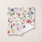 Seamless watercolor flowers pattern bad handdoek (Wasdoekje)
