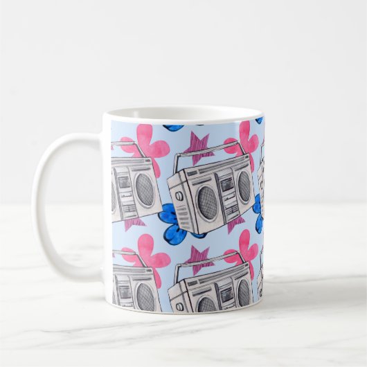 Seamless watercolor pattern in 90s style koffiemok (Links)