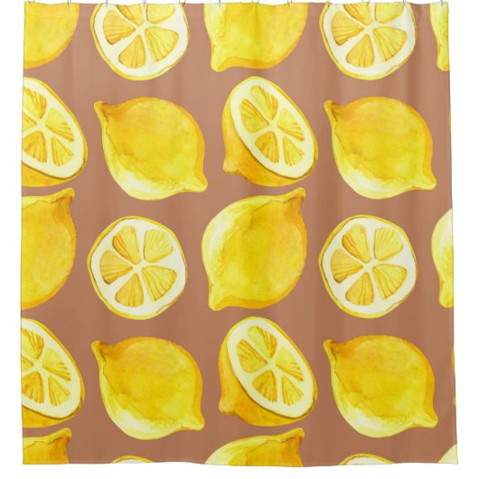 Seamless watercolor pattern with lemons douchegordijn (Voorkant)