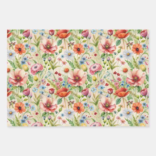 Seamless Wildflower Pattern Furniture Decoupage Inpakpapier Vel (Voorkant)