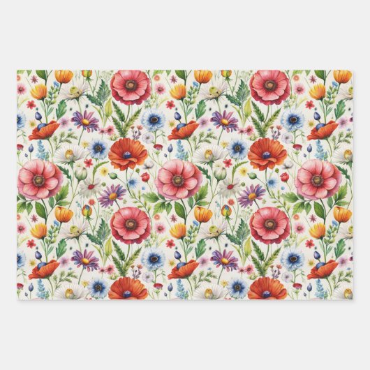 Seamless Wildflower Pattern Furniture Decoupage Inpakpapier Vel (Voorkant)