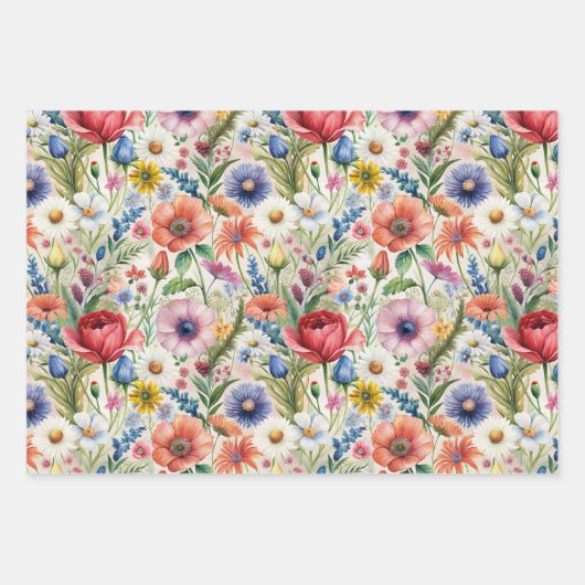Seamless Wildflower Pattern Furniture Decoupage Inpakpapier Vel (Voorkant)