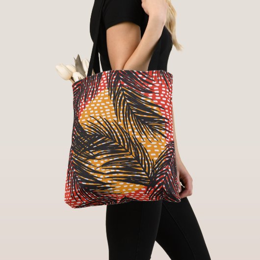 Seamless with black palm leaves and strokes tote bag (Dichtbij)