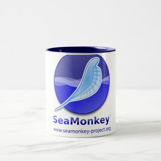 SeaMonkey-project - Verticale Logo Tweekleurige Koffiemok (Center)