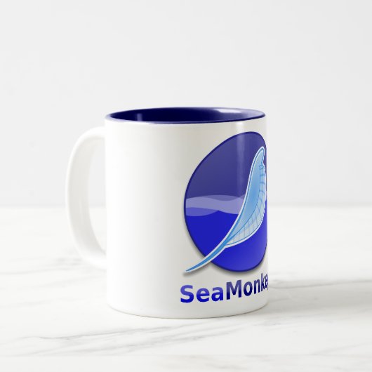SeaMonkey Text Logo Tweekleurige Koffiemok (Voorkant links)