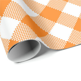 Seams Match: Oranje in wit gingham-pakpapier Cadeaupapier