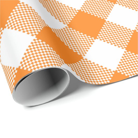 Seams Match: Oranje in wit gingham-pakpapier Cadeaupapier (Rol Hoek)