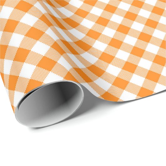 Seams Match: Oranje in wit gingham-pakpapier Cadeaupapier (Rol Hoek)