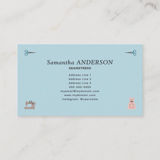 Seamstress & Alterations Services Visitekaartje (Achterkant)