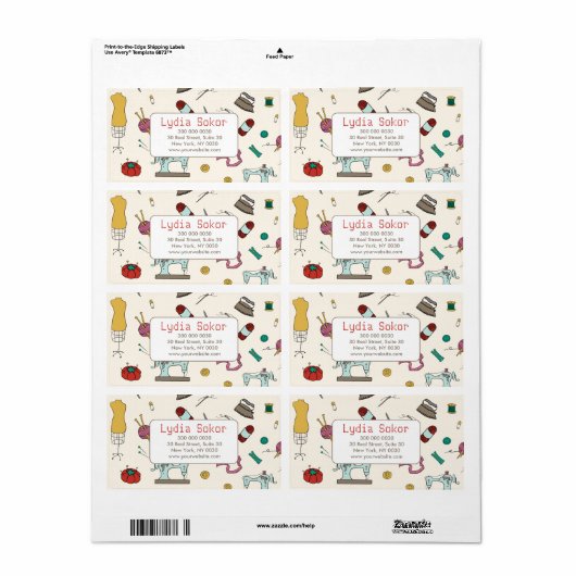 Seamstress Boutique Tailoring Verzendlabel (Full Sheet)