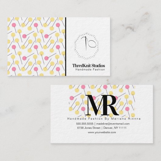 Seamstress Embroidery Tailor Mode Needle Logo Visitekaartje (Voorkant / Achterkant)