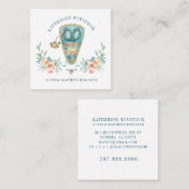 Seamstress Mode Designer Seamstress Blue Roze Vierkante Visitekaartje (Voorkant / Achterkant)