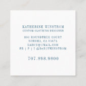 Seamstress Mode Designer Seamstress Blue Roze Vierkante Visitekaartje (Achterkant)