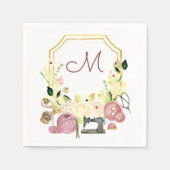 Seamstress Monogram Crest Seing Napkin Servet (Voorkant)