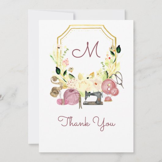 Seamstress Monogram Crest voor naai Kaart (Voorkant)
