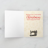 Seamstress  naaimachine kerstkaart feestdagen kaart (Binnen)