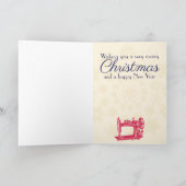Seamstress  naaimachine kerstkaart feestdagen kaart (Binnen)