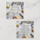 Seamstress of Tailor desk Hand sewn Square Busines Vierkante Visitekaartje (Voorkant / Achterkant)