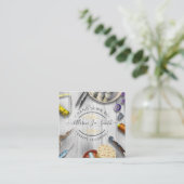 Seamstress of Tailor desk Hand sewn Square Busines Vierkante Visitekaartje (Staand voorkant)