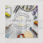 Seamstress of Tailor desk Hand sewn Square Busines Vierkante Visitekaartje (Voorkant)