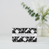 Seamstress-patroon naaien | Zwart-wit Visitekaartje (Staand voorkant)