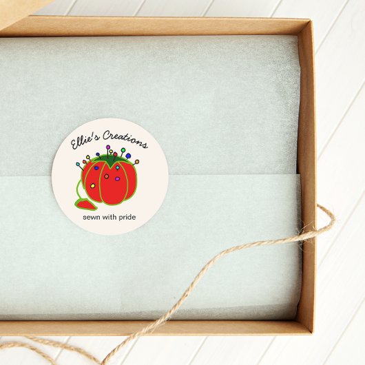 Seamstress Red Pin Cushion Seamstress Classic Roun Ronde Sticker