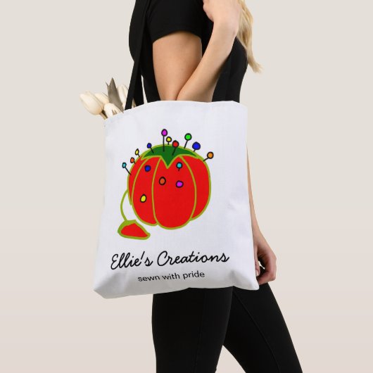 Seamstress Red Pin Cushion Seamstress Tote Bag (Dichtbij)