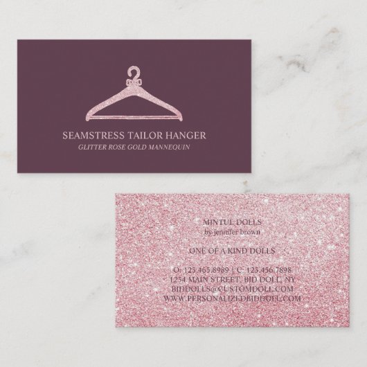 Seamstress Tailor Hanger Burgundy Visitekaartje (Voorkant / Achterkant)