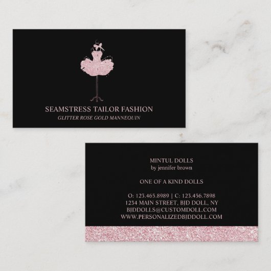 SEAMSTRESS TAILOR MANNEQUIN Roos gold Visitekaartje (Voorkant / Achterkant)