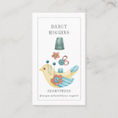 Seamstress Tailor Pin Cushion Buttonnen Visitekaartje (Voorkant)