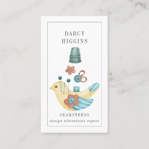 Seamstress Tailor Pin Cushion Buttonnen Visitekaartje