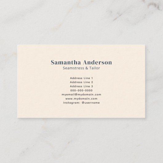 Seamstress & Tailor Visitekaartje (Achterkant)