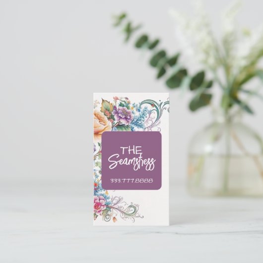 Seamstress Tailoring business card  Visitekaartje (Staand voorkant)