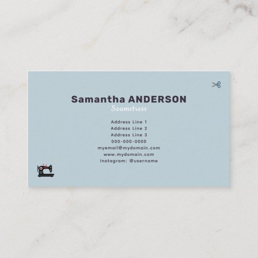 Seamstress Visitekaartje (Achterkant)