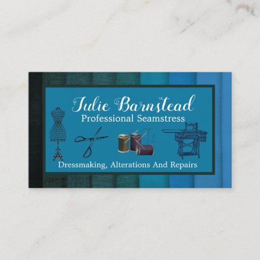 Seamstressmaker Fabric Mannequin Scissors Bu Visitekaartje (Voorkant)