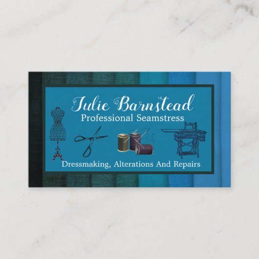 Seamstressmaker Fabric Mannequin Scissors Visitekaartje (Voorkant)