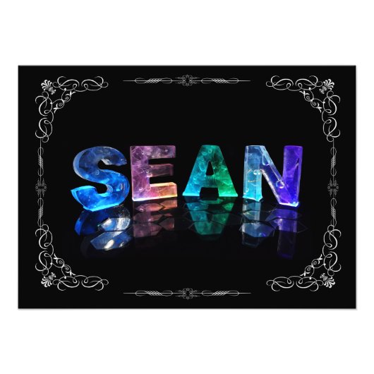 Sean - De naam Sean in 3D Lichten (Foto) Foto Afdruk (Voorkant)