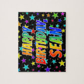 "SEAN" Voornaam, geun "HAPPY BIRTHDAY" Legpuzzel (Verticaal)