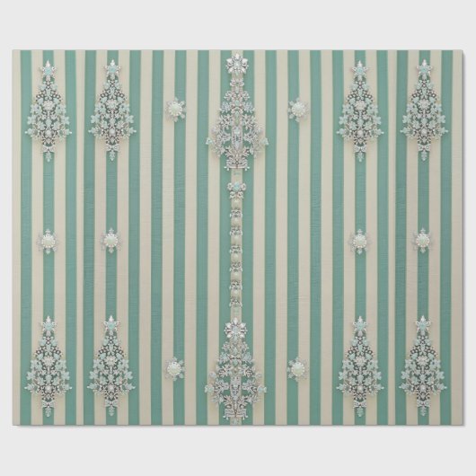 Seaoam Striped Crystal Trees Cadeaupapier (Vlak)