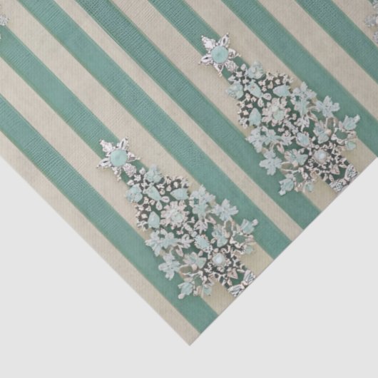 Seaoam Striped Crystal Trees Tissuepapier (Detail)