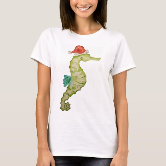 Seapaard in een kerstontwerp van Santa hat uit de  T-shirt (Voorkant)