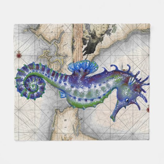 Seapaard Map Gibraltar Fleece Deken (Voorkant (Horizontaal))