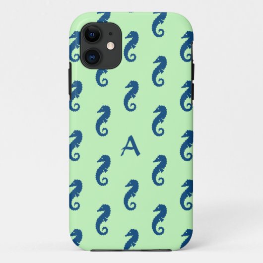 Seapaard Pattern in Mint Green & Navy Monogram Case-Mate iPhone Case (Achterkant)